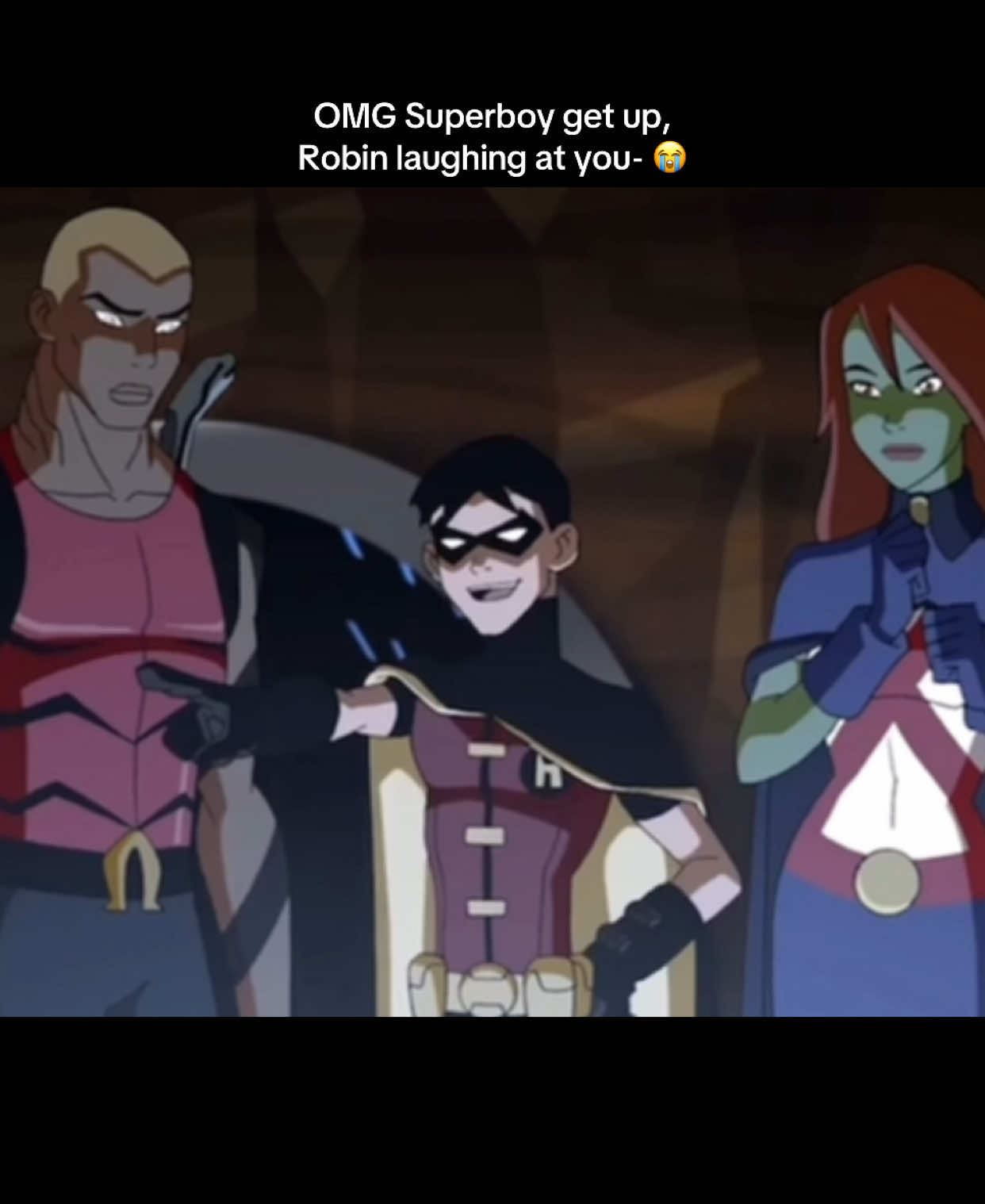 young justice robin was so messy for no reason💀i lowkey would’ve laughed too though, idk he’s kind of real… #youngjustice #cartoonnetwork #viral #robin #superboy #blackcanary #theflash 