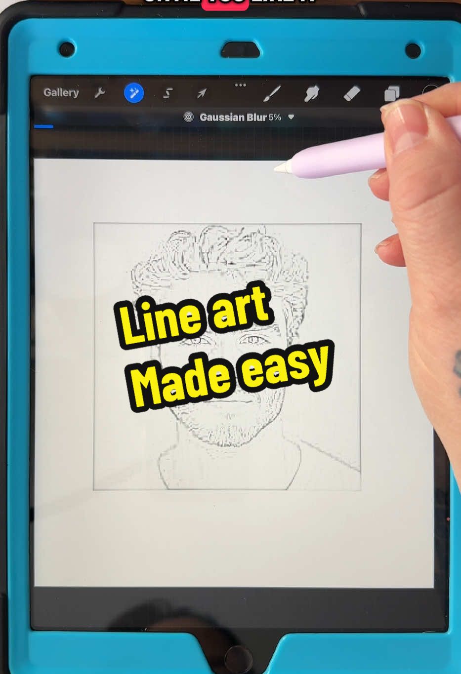 How to make line art from a photo in procreate #procreatetutorials #tattooart 
