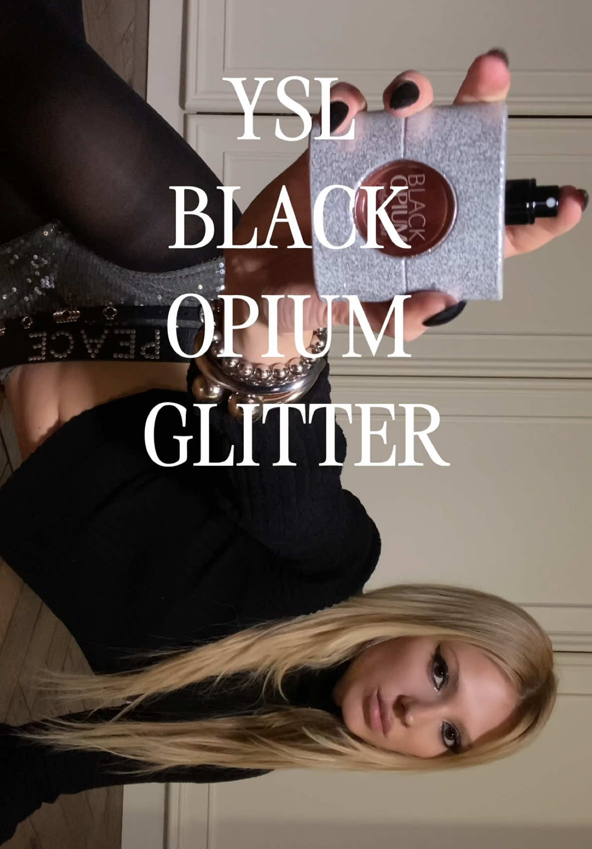 a touch of glitter and a sparkling scent🪩 new @YSL Beauty Black Opium Glitter ad   shorts: @Jaded London  accessories bought in markets shoes: @Simone Rocha  bag: @SAINT LAURENT  belts: @ALLSAINTS & @ISABEL MARANT    #outfit #fashion #beauty #makeup 