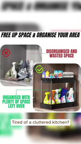 Under Sink Storage Organiser Shelf Spice Rack Pull Out Drawer Kitchen 2 Tier UK