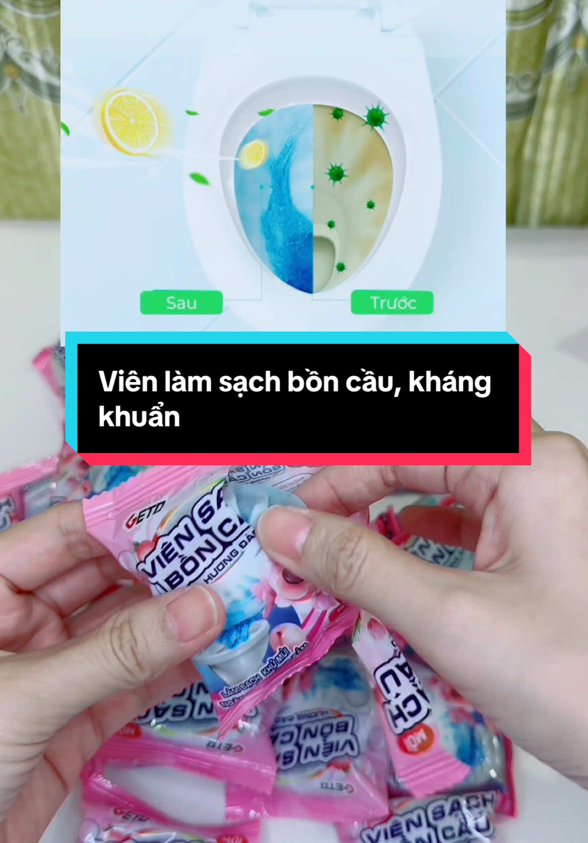 Viên sạch bồn cầu Geto sạch khuẩn, sạch mảng bám khử mùi toilet #viensachboncau #vienlamsachboncau #geto #toilet 