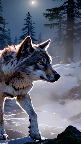 Fond d'écran épique: Wolf walking in the snowy forest, le loup marche dans la forêt enneigée, epic scenery for wallpapers. #wolf #wolfdog #snow #wallpaper #livewallpaper 