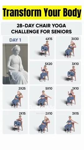 Chair Yoga for Beginners 28-Day Workout Challenge (Full Body)