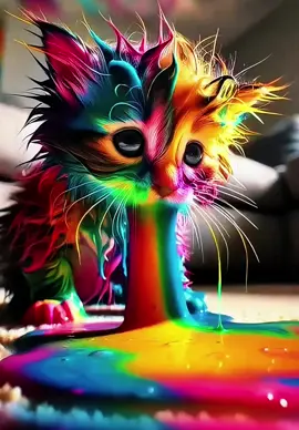 Part1 🌈🙀 glowing vacuum disaster! kitten turns into monster?! 🐱✨#aicat #sad #funnycat #story #catshorts 