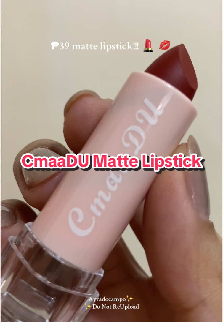 39 pesos Matte lipstick, waterproof💋 #mattelipstick #cmaadu #cmaadulipstick #cmaaducosmetics 