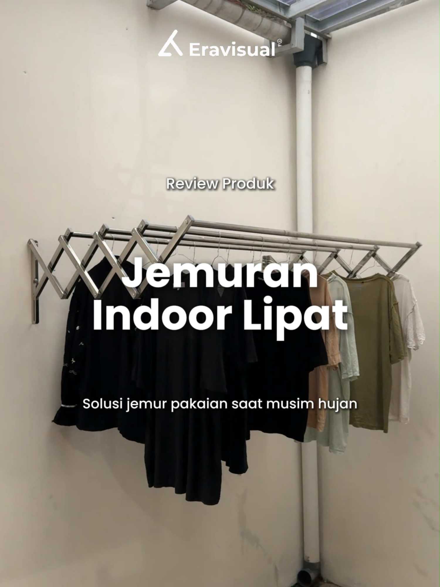 Jemuran Dinding yang bisa muat banyak pakaian tapi ngga makan tempat. Karena jemuran ini pas waktu ngga dipake bisa dilipat. #eravisual #jemuranbaju #jemuranpakaian #jemurantempel #jemurandinding #jemurandindinglipat #jemuranlipat #jemuranminimalis #payday #paydaysale #ramadhansale