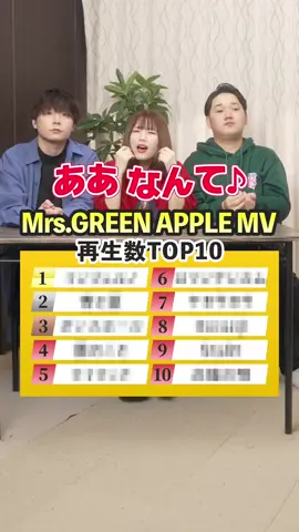 【歌って答えて！】Mrs. GREEN APPLEのMV再生数ランキングトップ１０🔥 @灯橙あか  @りおとあか（WHITEBOX）  @テディ@WHITEBOX  #ミセスグリーンアップル  #歌ってみた #トレンド #歌うま#WHITEBOX #おすすめ #music 