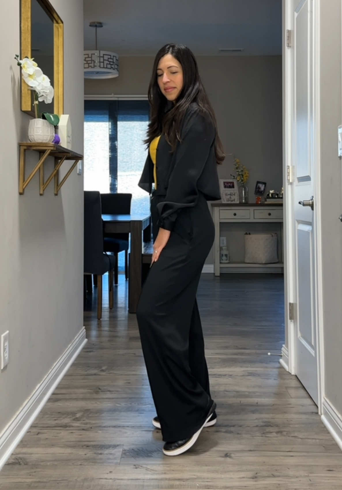 Keeping it casual. Wide leg slacks, bodysuit and casual sneakers  #fashioninspo #sneakersaddict #OOTD #TikTokFashion 