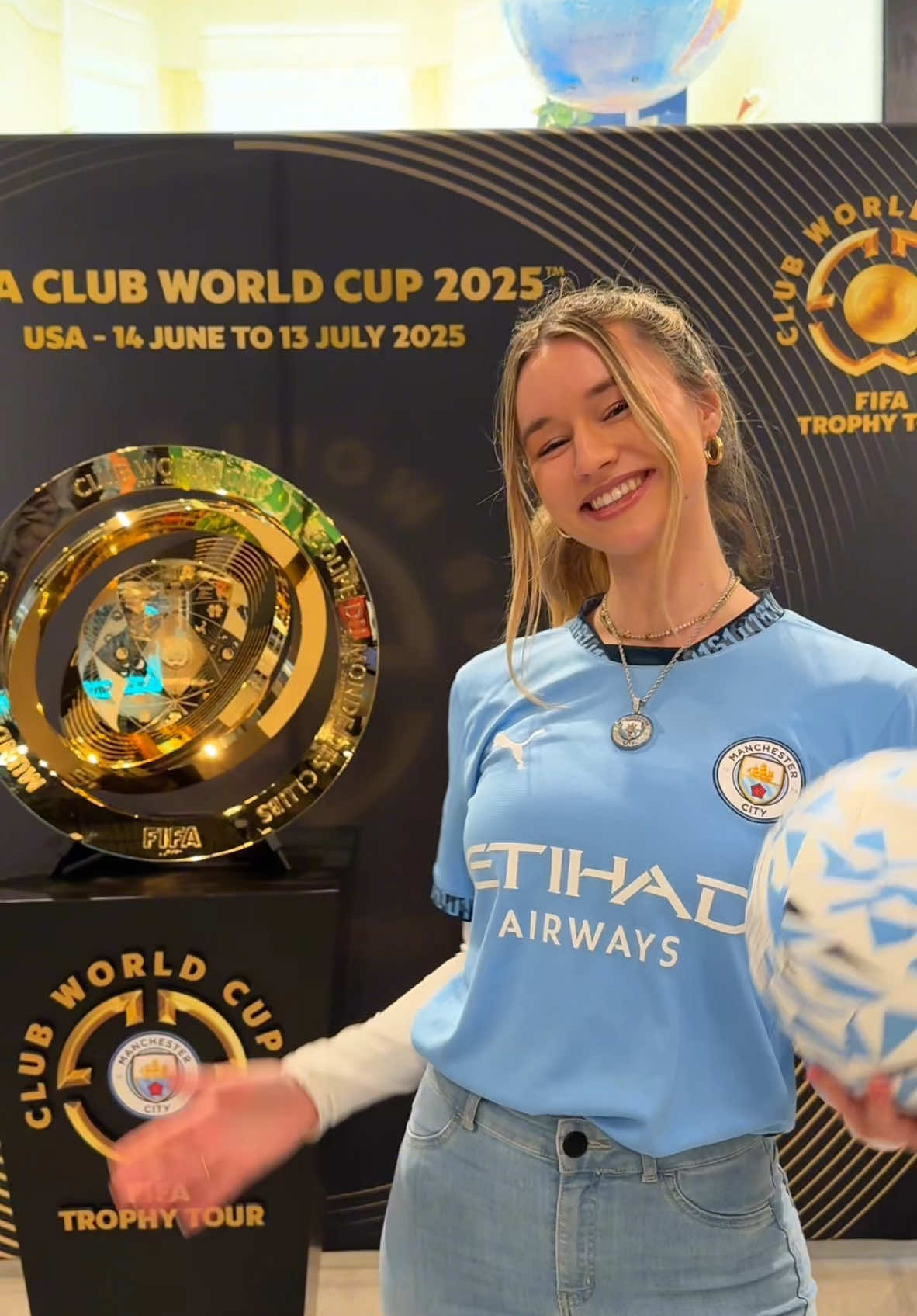 AD | The @FIFAClubWorldCup Trophy is on Tour for the first time ever! 🤩🏟️ Couldn’t be more excited to be part of it 🩵 #FIFACWC #TakeItToTheWorld 