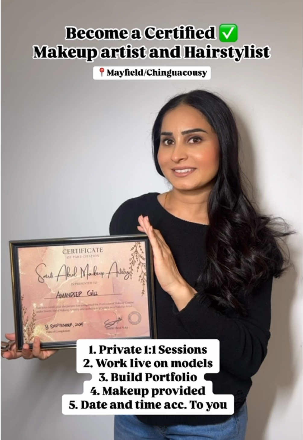 7 Day Certified Professional Makeup Course 1. Private one on one sessions 2. Time according to your and mine availability  3. Makeup and tools provided in class to practice 4. Create Portfolio with us 5. Learn to work on all skintypes and concern 6. Makeup looks -  6.0 E- shoot neutral Makeup  6.1 Guest Party makeup 6.2 makeup on mature skin 6.3 jaggo makeup 6.4 Bridal wedding look 6.5 Bridal Reception Look  - different eye makeups, how to apply eye liner, lashes, lenses, halo eyes, Glitter application, cut crease eye makeup.  7.  Doubts will be cleared in class.  Thanks . .  { Certified Makeup Artist, Professional Makeup Course, Makeup Training, Beauty Education, Makeup Skills, Learn Makeup, Glamour Makeup, Makeup Techniques, Industry Standard, Creative Makeup } #makeupartist #makeupcourse #BeautySchool #MakeupTraining #LearnMakeup #MakeupTutorial #GlamMakeup #BeautyCommunity #CosmeticCourses #MakeupEducation