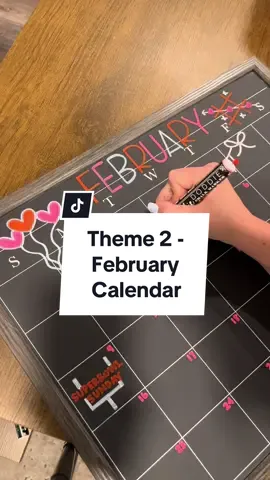 Replying to @♡ February theme #2!  I love this one so much more 🤍💖❤️ #chalkboard #calendar #ideas #inspo #february #valentines #howto #handwriting #fonts 