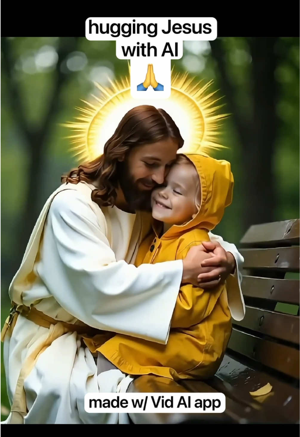 Hugging Jesus with AI 🙏 #ai #jesus #jesushugfilter #aihug #huggingtrend 