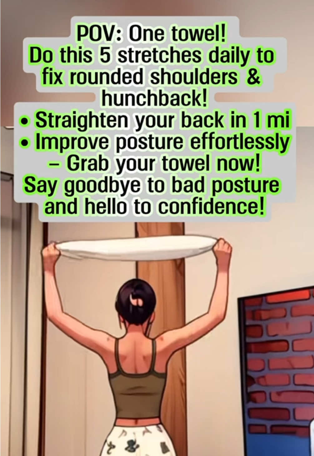 One Towel! Fix Rounded Shoulders in 1 Min! #shorts #yoga #PostureCorrection#shorts 