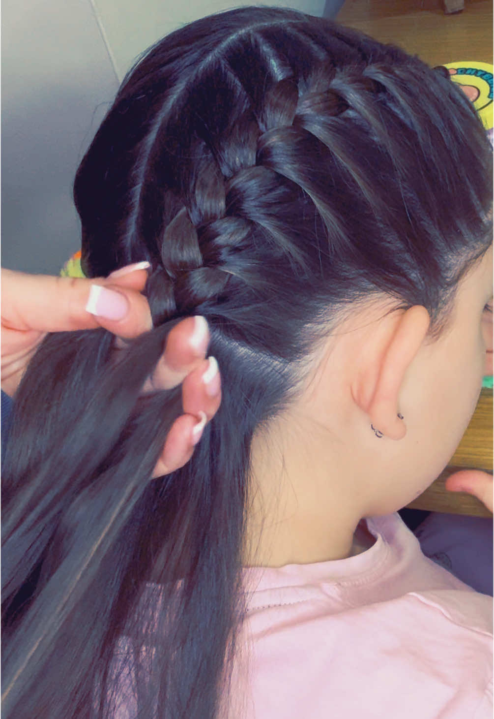 French braid. Use the same technique on the opposite side. Left over - add in, right over - add in. 💫 #fyp #foryoupage #braids #plaits #frenchbraids #girlshairstyle #girlshair #prettyhairstyles #longhair #cutehairstyles #cutehair #prettyhair #easyhairstyles #hairtutorials #schoolhairstyles #schoolhair 
