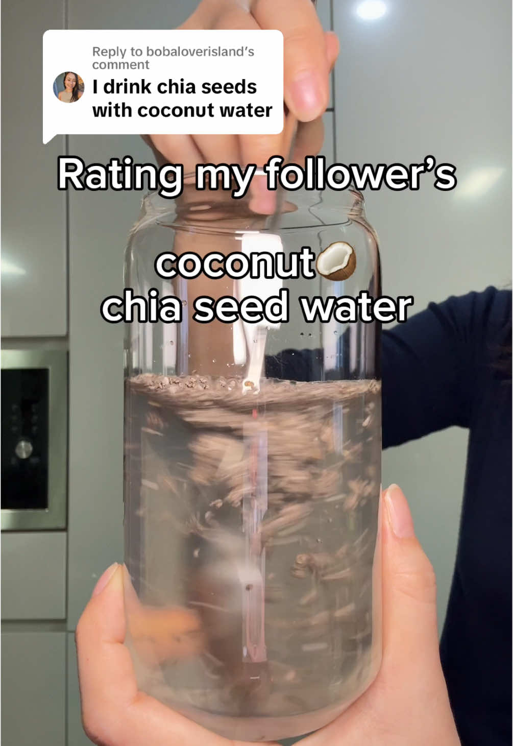 Replying to @bobaloverisland thank u for the idea! Comment to share ur glowup drink/smoothie idea, then I’ll give it a try✨ #coconutwater #chiaseedwater #facefat #potassiummaxxing 