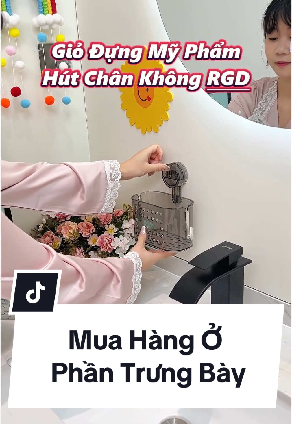 Giỏ đựng mỹ phẩm gắn tường hút chân không - Lắp đặt ❌không khoan đục ❌ không dính keo #sanphamxuhuong #housecare #xuhuongtiktok #runggiadung2 #kedungdonhatam #kedungmyphamtreotuong 