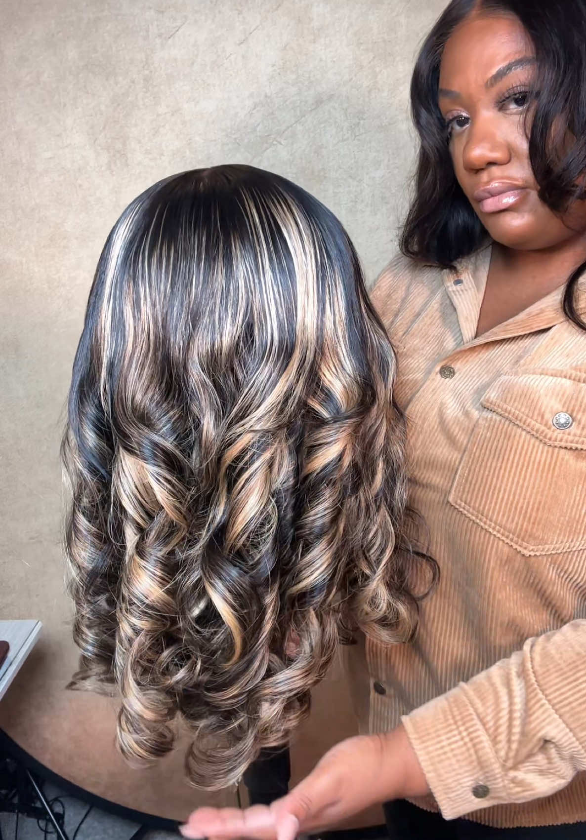This wig is the cutest!! This wig from @Mscoco Hair is pre- plucked, pre- bleached, and pre-curled!! Laying my friend @JaeLynnnn28 wig flat. Click the link in showcase to get you one before they sell out!! Hair details:: Glueless Balayage Honey Blonde Highlight Human Hair Wig 1B 22 New Body Wave Lace Wig Pre Cut 6x5 Wear And Go HD Lace Wig #mscocohair #lacefrontwig #wig #wiginfluencer #atlhair #highlightshair #highlightedwig #blonde #CapCut 