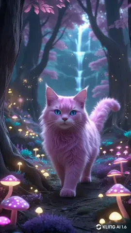 GATO ROSA CAMINANDO POR BOSQUE ENCANTADO  #pink #puninovatox #sth_puni #aianimated #viral #flypシ #catpink #gatorosa #cat #bosqueencantado 