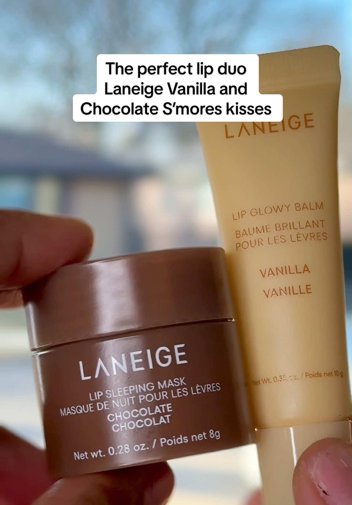 Laneige s’more lip set is perfect! Chocolate lip mask to keep lips hydrated, and vanilla lip glowy balm to give that dewy gloss! 💫🍫🍦 #lipduo #laneigelipmask #ValentinesDay #lipglowybalm #foryou #valentineslipduo #smoreslip #lipmask #laneige 