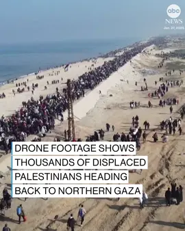#Aerial #video showed tens of thousands of displaced #Palestinians carrying their belongings as they made their way along the seafront of #Wadi #Gaza, on foot, to the north of the enclave.