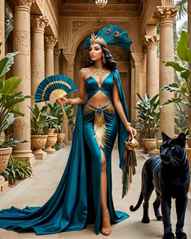 Majestätisch, furchtlos, unvergesslich. Diese Königin schreitet mit Anmut und Macht, begleitet von ihrem loyalen Panther. 🖤✨ #RoyalElegance #fyp  #QueenVibes #PantherStyle #RoyalAura #TikTokTrends #EgyptianQueen #FierceAndElegant #LuxuryStyle #GoddessMode #ExoticBeauty #RegalPower