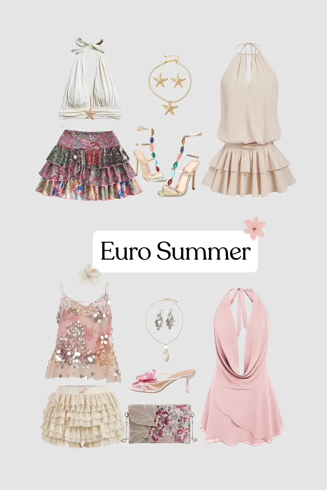 Euro summer wardrobe pending 🤍🐚 #eurosummer #eurosummeroutfits #holidayfits #holidayfashion #fashiontiktok #marbella #greeceoutfits #holidayoutfit #forupage #trends #ootn #ootdinspo #ibiza #summertime #pinterestaesthetic #aestheticvideos #packwithmeforvacation #girly 