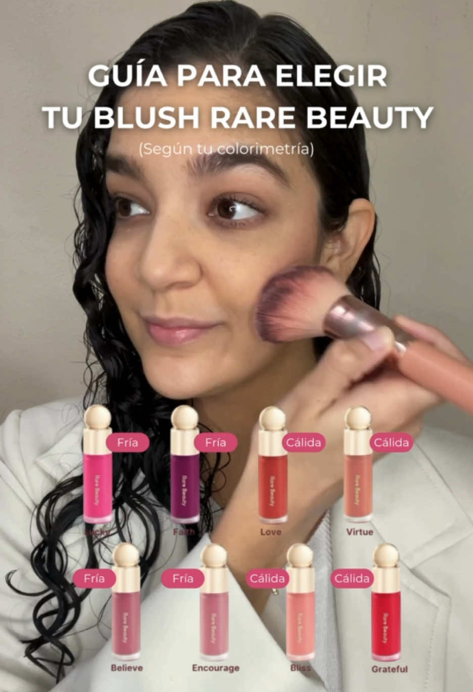 Guía básica para elegir tu blush Rare Beauty según tu colorimetría 🎨 Aprovechando que todas las girls estamos cooperando para pagar la boda de Selena Gomez y Benny Blanco, hoy les traigo este makeup reel con uno de los productos de maquillaje más viral 🫧 Recuerda que puedes agendar conmigo tu estudio de color para saber exactamente cuál va perfecto contigo 💕 . #beauty #makeup #maquillaje #girls #moda #fashion #outfit #justgirlythings #skincare #viralmakeup #rarebeauty #rarebeautyblush 