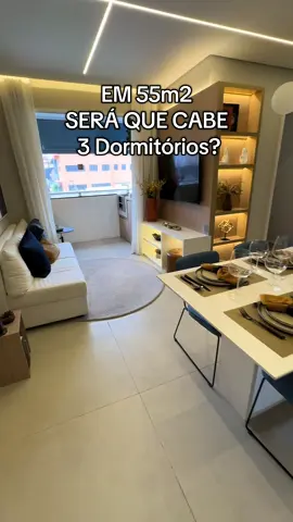 Em um apartamento de 55m2 será que cabe 3 dormitórios?  #apartamento #arquiteturadeinteriores #interioresdesign #decoraciondeinteriores #arquitetura 