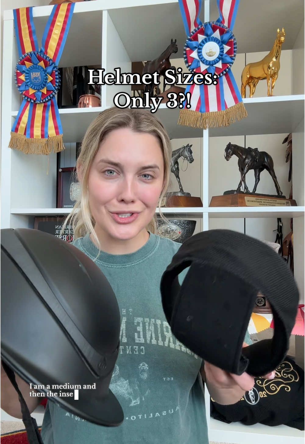 Did you know there are only 3 helmet sizes?! #equestrian #riding #helmet #samshield #charlesowen #equine #horseriding #equitation #hunterjumper #showjumping #horses #aqha #usef #fypシ #equestriansoftiktok #equestrianvibes #equestriansport 