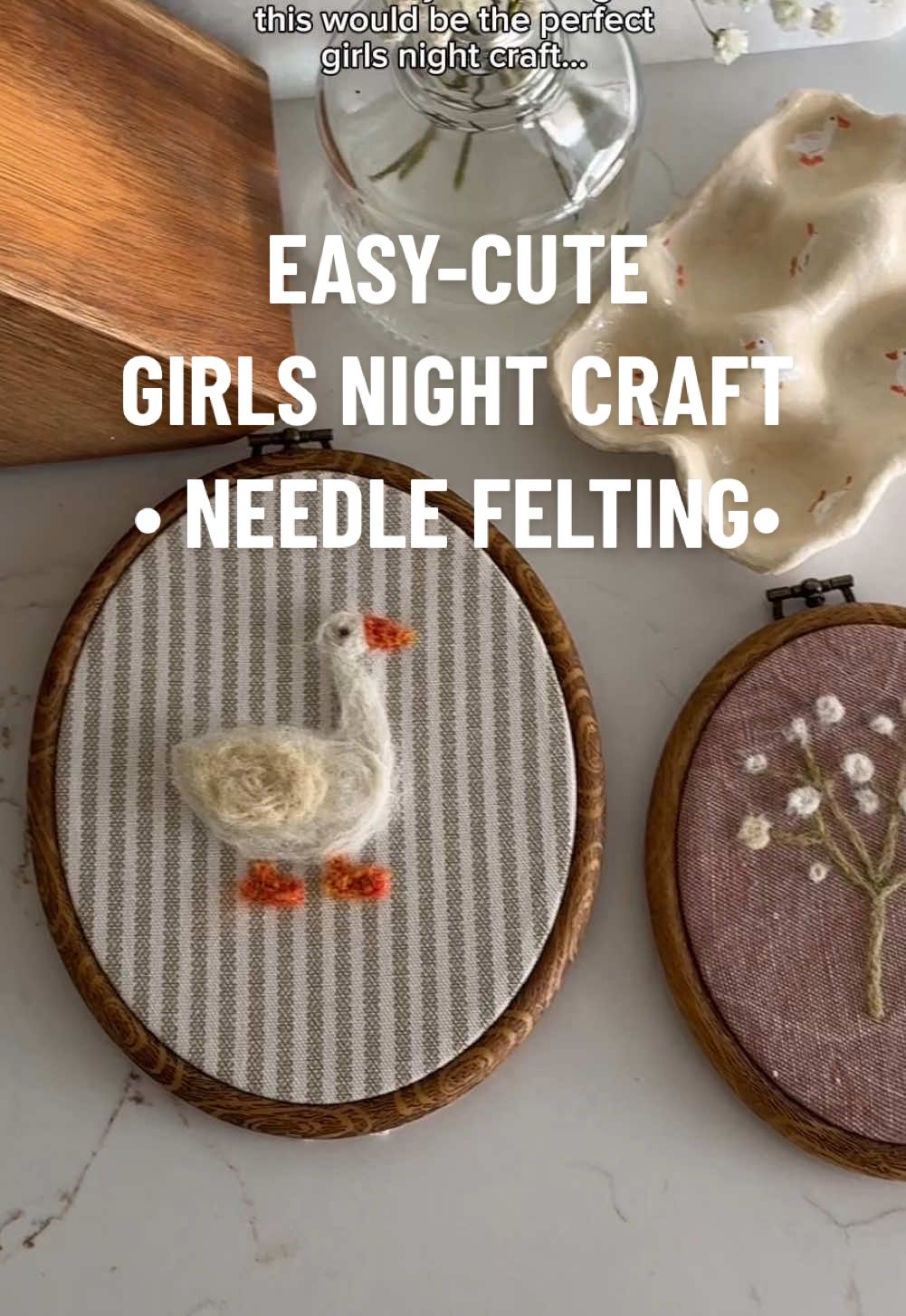 DIY NEEDLE FELT ART🪿🎀 literally just found out about this hobby last week and WHEN I TELL YOU I AM OBSESSED! ALL THE POSSIBILITIES C so simple! So easy! Here's a list of what you need! Let me know if you have any questions! But this would make the perfect girls night to just sit around and chat or watch a show!🥰🥰 🎀needle felting needles  🎀wool raving  🎀felt backing 🎀embroidery frames 🎀fabric #mom #momlife #girlsnightcraft #girlscraft #needlefelting #vintagecharm #funmom #craftymom #diymom #felting #DIY #craft #diycraft #diyart#diywalldecor
