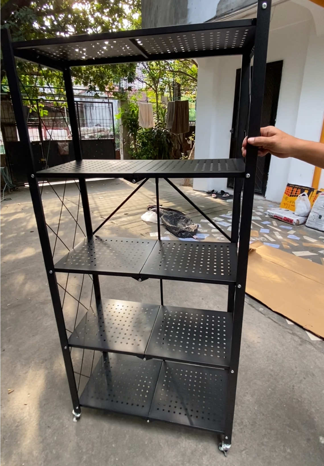 Check out this 5 Layers Folding Rack with Wheels—perfect for extra storage and easy to move around! ✨ #5layersmetalrackorganizer #metalorganizer #shelvesstorage #metalrackshelves #kitchenshelves #kitchenrack #foldablekitchenrack #foldableshelves 