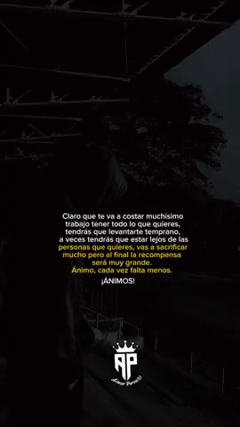 Claro que te va a costar muchísimo trabajo tener todo lo que quieres, tendrás que levantarte temprano, a veces tendrás que estar lejos de las personas que quieres, vas a sacrificar mucho pero al final la recompensa será muy grande. Ánimo, cada vez falta menos. ¡ÁNIMOS! #aimarperea10 #reflexiones #motivacion #frasesmotivadoras 