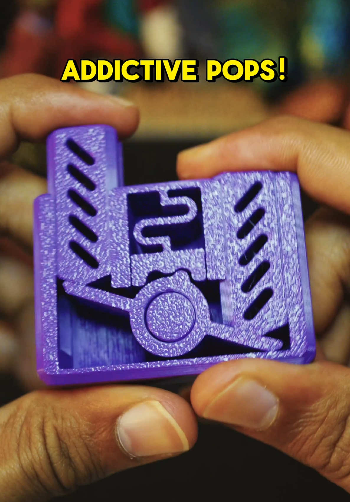 3D-Printed Pop Switch Fidget Toy. 📁File: Makerworld 🖨️Printer: @BAMBULAB USA A1 AMS Filament: @3DHoJor PLA Pro Purple. #3dprinting #fidget #switch 