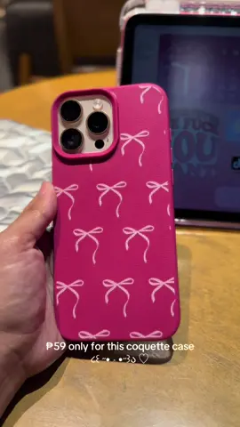 ₱59 lang tong case na to? i know deserve mo to! 🌸🩷 ૮꒰ ˶• ༝ •˶꒱ა ♡ #fyp #phonecase #iphonecase #coquette #coquetteaesthetic #ribbon #cutecase #phonecaserecommendation #foryou 