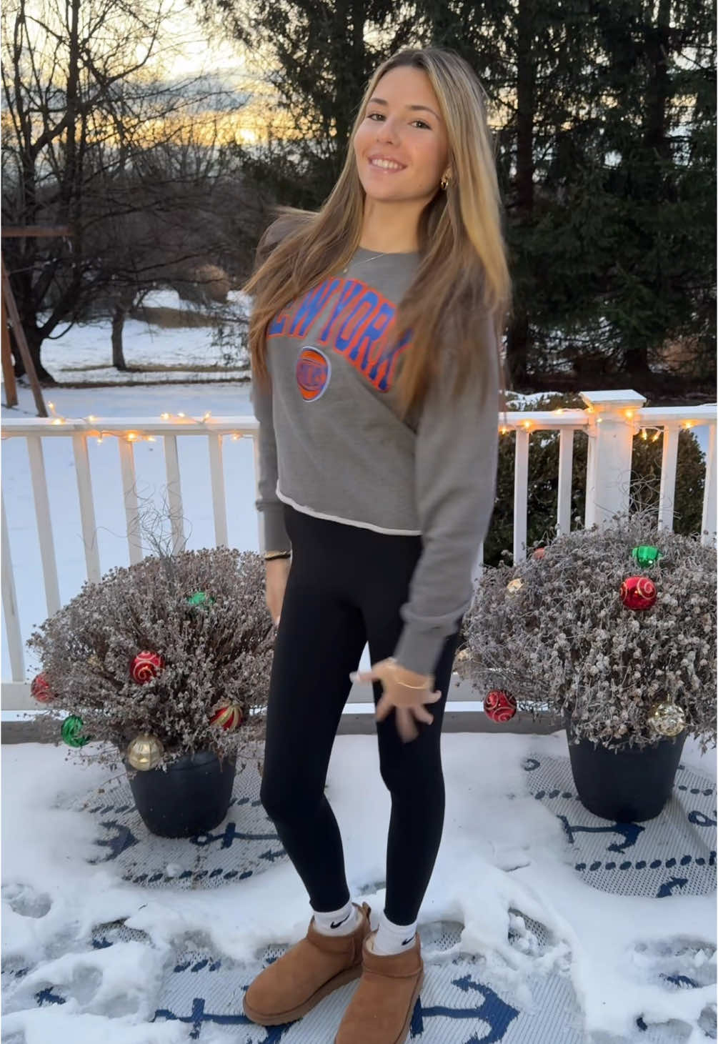 Tuesday vibes 🧡☀️!                      #fit #fitcheck #outfit #viral #trending #fypシ゚viral #fyp #xyzbca #week #hair #cute #tiktok #school #freshman #knicks #schoolfit #winter #tuesday #girls #uggs 