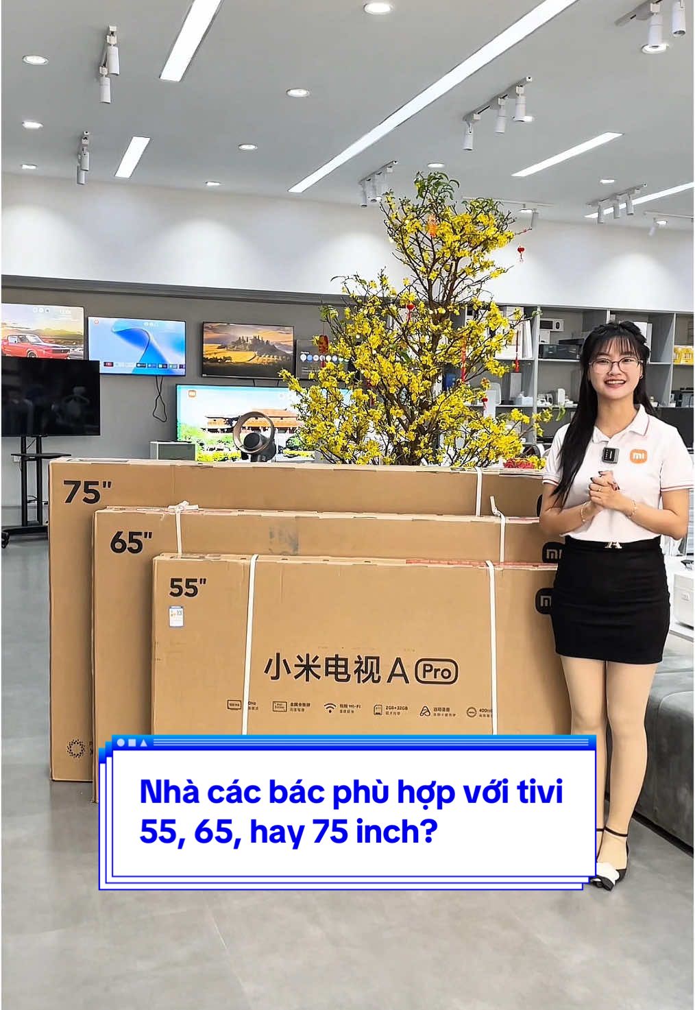 Nhà các bác phù hợp với tivi 55, 65, hay 75 inch? Xem hết video để chọn tivi nhé 🫶 #samtetbaovui #xiaomistorehanoi #xiaomihanoi #xiaomi #tivixiaomi #tivi #mistorehanoi 