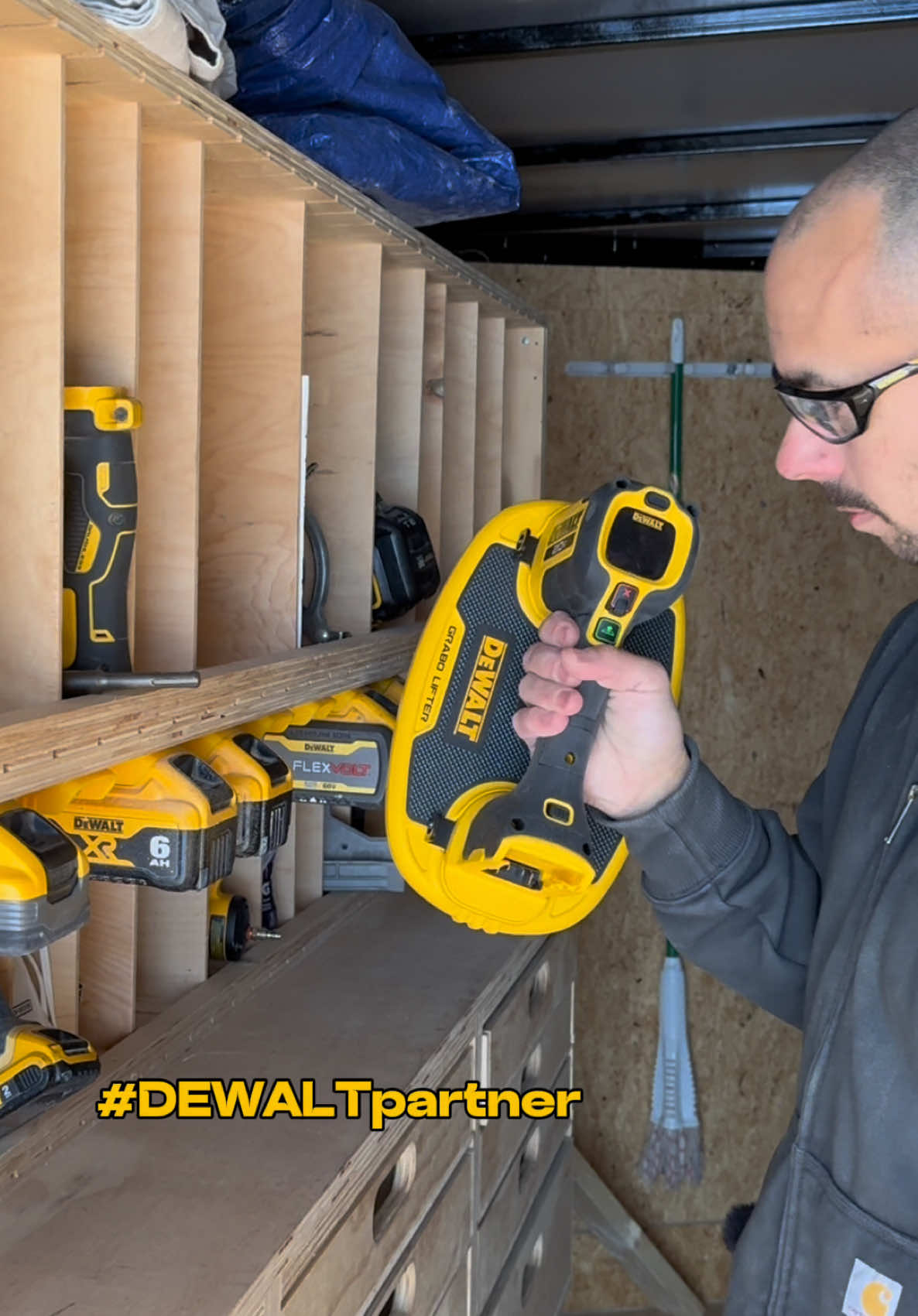 This tool can pick up 100 pounds with ease.  I primarily work solo so having an “extra set of hands” is essential to ensure the job gets done.     #remodel #construction #homerenovation #woodworking #howto #tools #DIY #carpentry #construction #homeremodeling #hgtv #tooltips #constructiontips #diytools #ad #dewalttough  