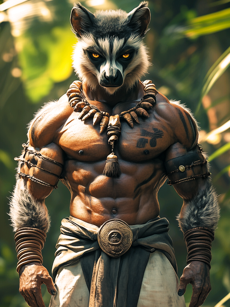 🦝✨🌴 AI Human-Animal Fusion: A Madagascan man transforms into a lemur hybrid! Stunning AI transformation! #ai #aiart #aivideo #animalhybrid #animalfusion 