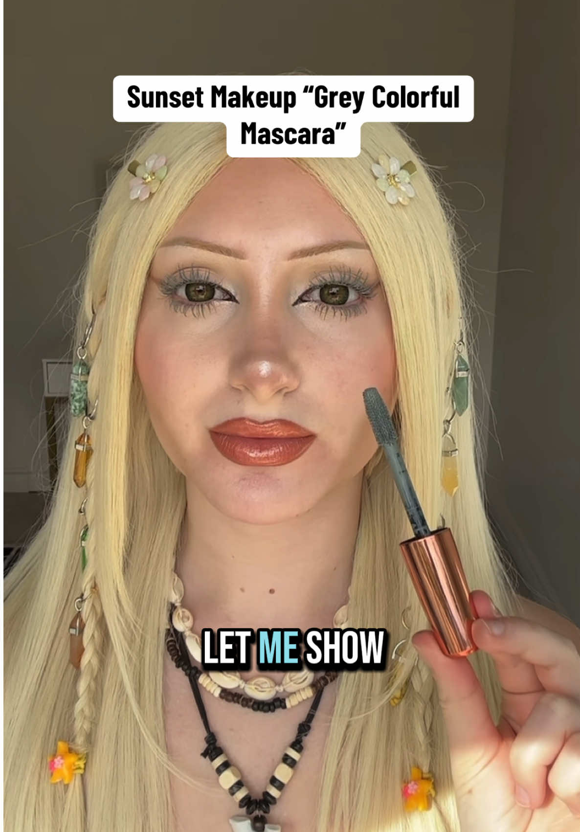 Our Sunset Makeup GREY Colorful Mascara 😲 #greymascara #colorfulmascara #coloredlashes #mascara #mascarareview #mascarahacks #mascararoutine #gothmakeup #altmakeup #grungemakeup 
