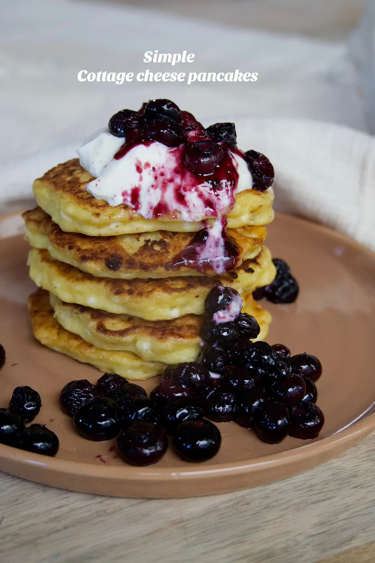 Ingredients * 1/2 cup cottage cheese * 1 ripe banana * 2 eggs * 1/2 cup all-purpose flour * 1 tsp vanilla extract Instructions: 1. Mash the banana: In a bowl, mash the banana until smooth. 2. Mix wet ingredients: Add the cottage cheese, eggs, and vanilla extract to the mashed banana. Stir well to combine. 3. Add dry ingredients: Gradually mix in the flour, stirring until the batter is smooth. 4. Cook the pancakes: Heat a non-stick pan or griddle over medium heat. Lightly grease with butter or oil. Pour about 2-3 tablespoons of batter per pancake onto the pan. 5. Flip and cook: Cook for about 2-3 minutes on each side, until golden brown and cooked through. 6. Serve: Serve with your favorite toppings like fresh fruit, syrup, or a dollop of yogurt!#cottagecheesepancakes 