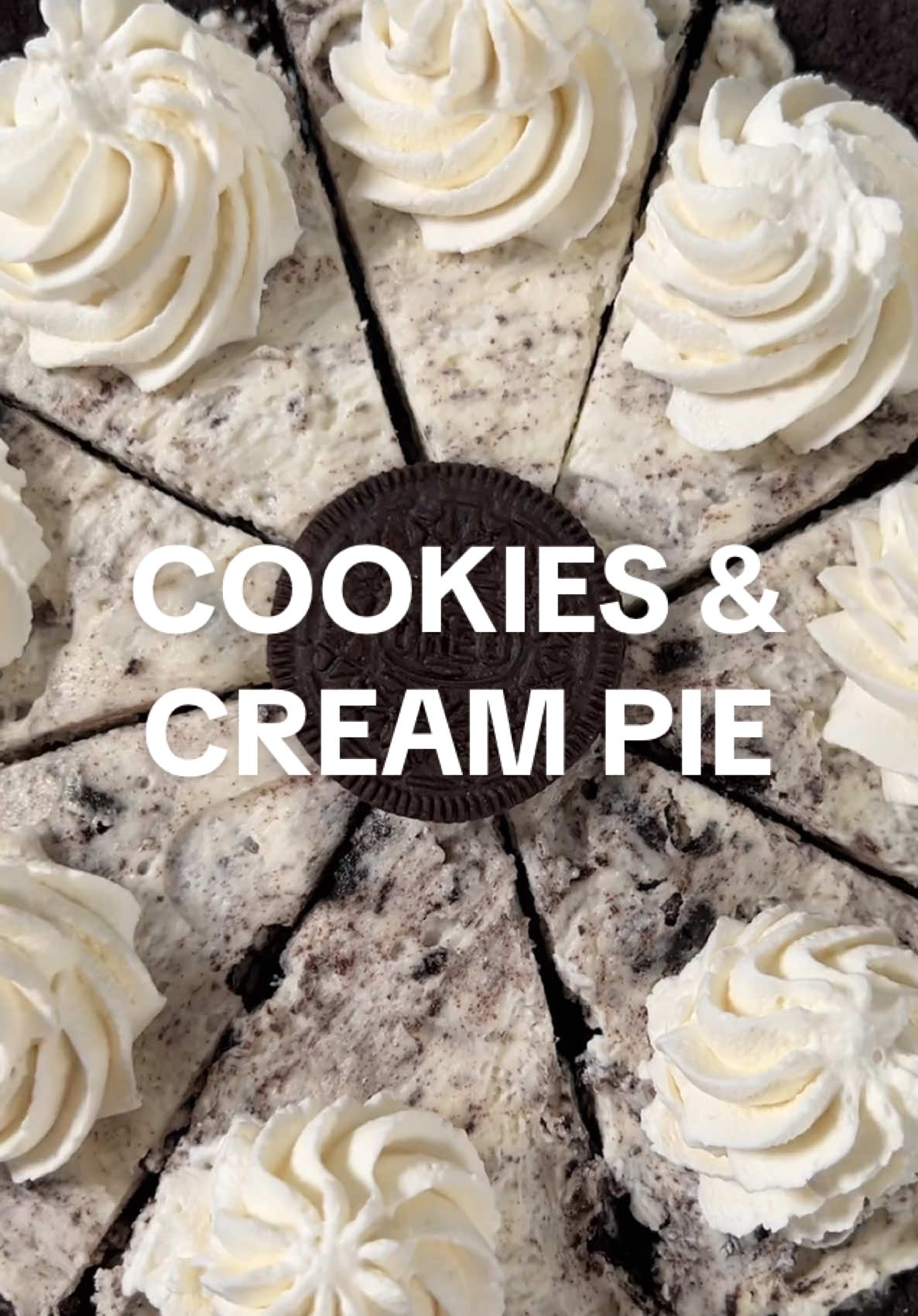 COOKIES & CREAM PIE, published 2020 on my site sallysbakingaddiction.com 🍪🩵 Hope you enjoy it!  Crust -22 regular Oreo cookies (not Double-Stuf) -5 Tablespoons (71g) unsalted butter, melted ⠀⠀⠀⠀⠀⠀⠀⠀⠀ Filling -1 cup (240ml) cold heavy cream/heavy whipping cream -8 ounces (226g) full-fat brick cream cheese, softened to room temp -3/4 cup (90g) confectioners’ sugar -1 teaspoon pure vanilla extract -12 whole Oreos, chopped (about 1.5 cups/135g) -optional: homemade whipped cream (recipe on my site) ⠀⠀⠀⠀⠀⠀⠀⠀⠀ 1. Preheat to 350°F (177°C). 2. Bake the crust: Pulse 22 Oreos (including the cream filling) into a fine crumb using a food processor/blender. You should have about 2 cups (packed) crumbs, or 250g. Mix with melted butter. Pour the mixture into an un-greased 9-inch pie dish. Pat the crumbs down into the bottom and up the sides to make a compact, thick crust. Bake for 10 minutes. Cool completely. 3. Make the filling: Using a hand mixer or a stand mixer fitted with a whisk attachment, whip the cold heavy cream into stiff peaks on medium-high speed, about 4 minutes. In a separate bowl, beat the cream cheese on medium speed until smooth. Add the confectioners’ sugar and vanilla and beat on medium-high speed until combined.  4. Fold the whipped cream and chopped Oreos into the cream cheese mixture until combined. This takes several turns of your silicone spatula. Combine slowly as you don’t want to deflate all the air in the whipped cream. 5. Spread filling into cooled crust. Use an offset spatula to smooth down the top. 6. Cover tightly and refrigerate for at least 6 hours and up to 2 days. Garnish with whipped cream, if desired. ⠀⠀⠀⠀⠀⠀⠀⠀⠀ https://sallysbakingaddiction.com/cookies-cream-pie/