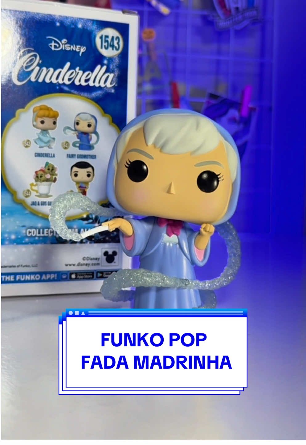 Ontem foi o Funko do Jaq e do Tatá e hoje temos por aqui a Fada Madrinha 🧚🏻🩵✨ #cinderella #cinderela #funko #fairygoodmother #fadamadrinha #funkopop
