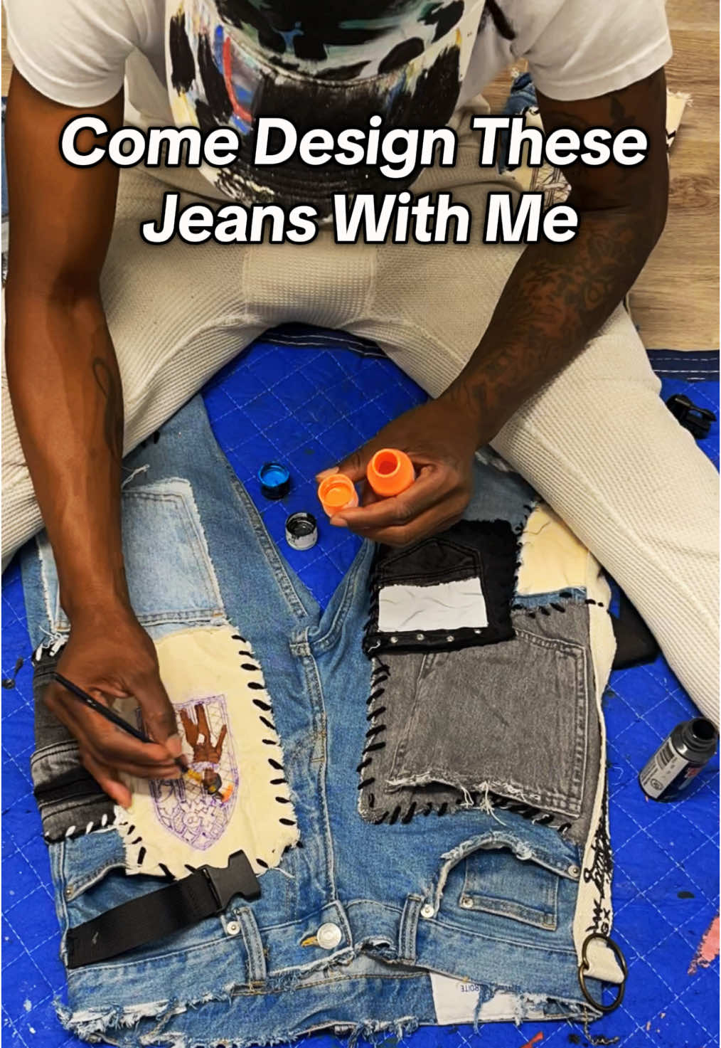 Proud of these 🤩… What Ya Think 🤔? #Denimpatchwork #Menfashion #CustomJeans #Streetwear #FabricPaint #ToyanGatling 