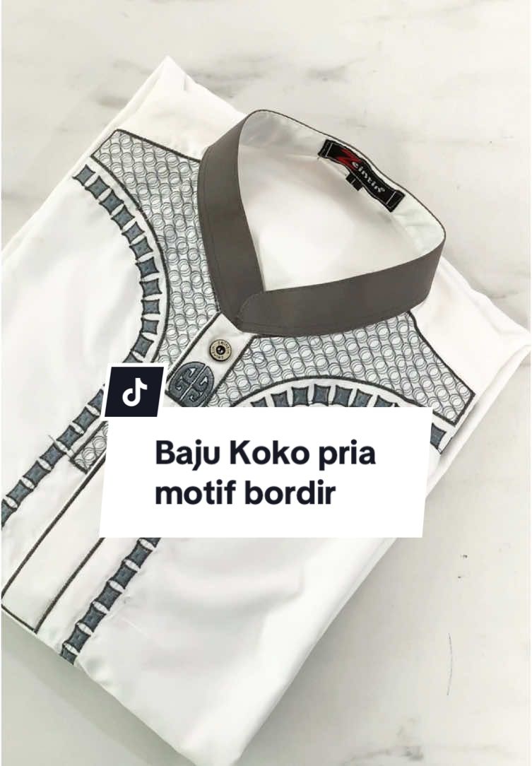Baju Koko pria lengan pendek,motif sudah di bordir✨ #baju #koko #bajukokopria 