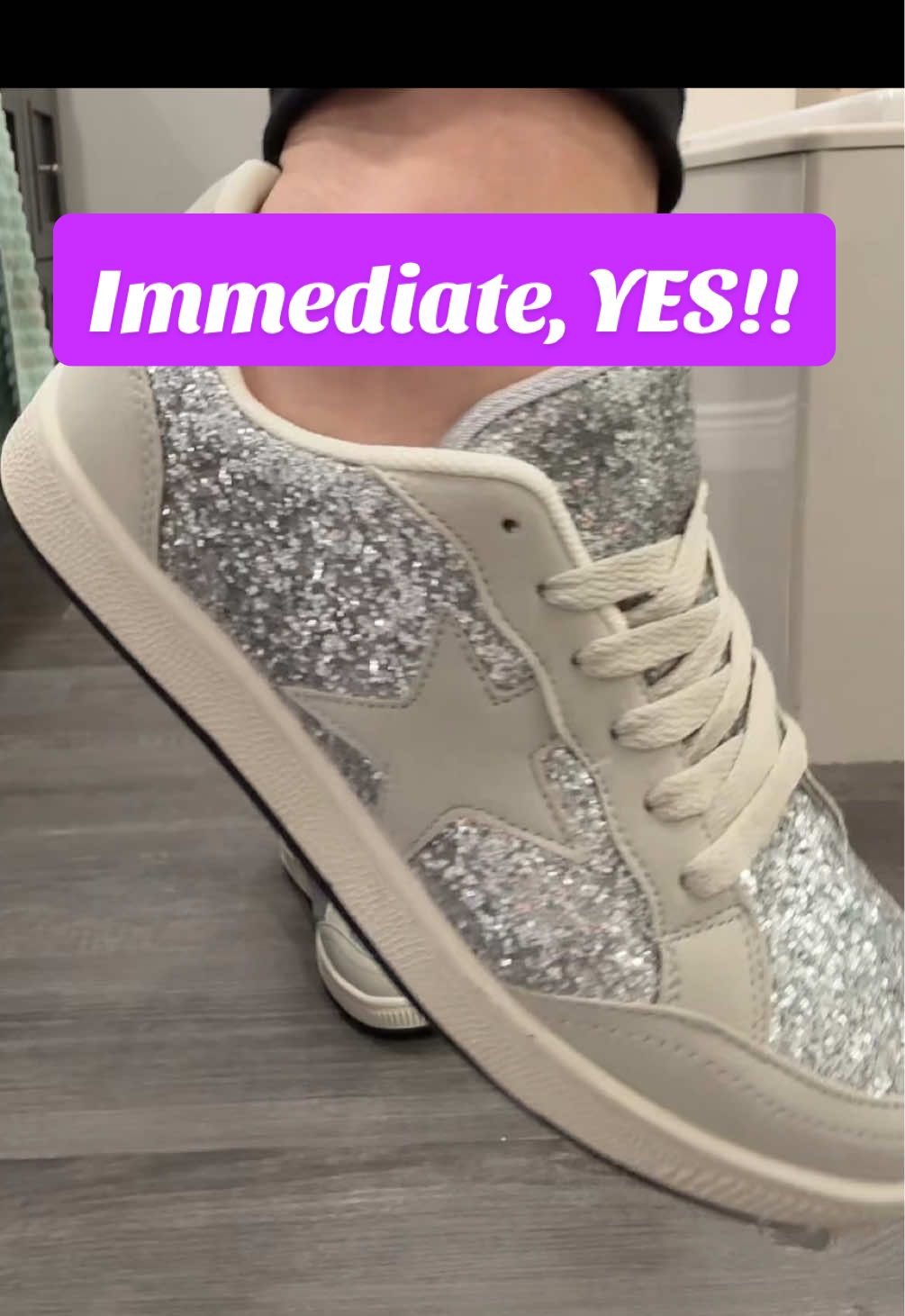 They're so cute but Size down if you're getting these! #TikTokShop #sneakers #tiktokshopfinds #springshoes #casualstyle #glitter #sneakers #shopping #womensfashion 