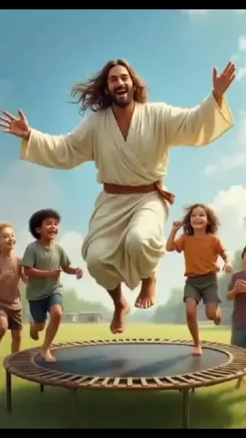 Jesus playing with children #jesus #bible #foru ##jesus #viral #hand #amen #pray #care #faith #jesuslovesyou #explore #reels #Love #foruyou #foryou #fyp #fy #jumping #trampoline #children #child #playing 