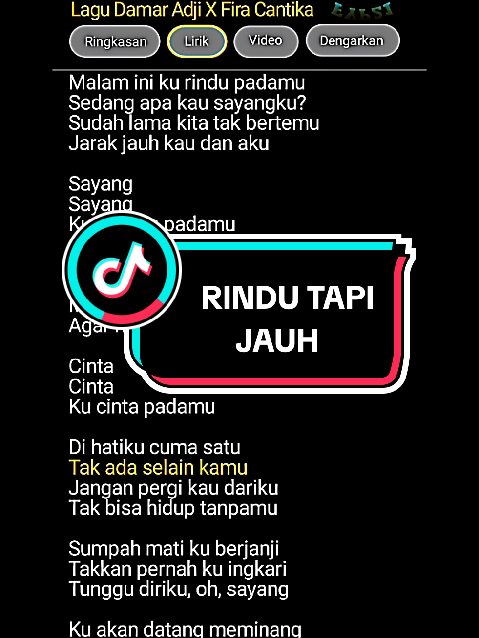 Membalas @onlychild_6 RINDU TAPI JAUH  || #rindutapijauh #mentahanliriklagu #fyp #liriklagu #masukberandafyp #lirikfyp21 #sad 