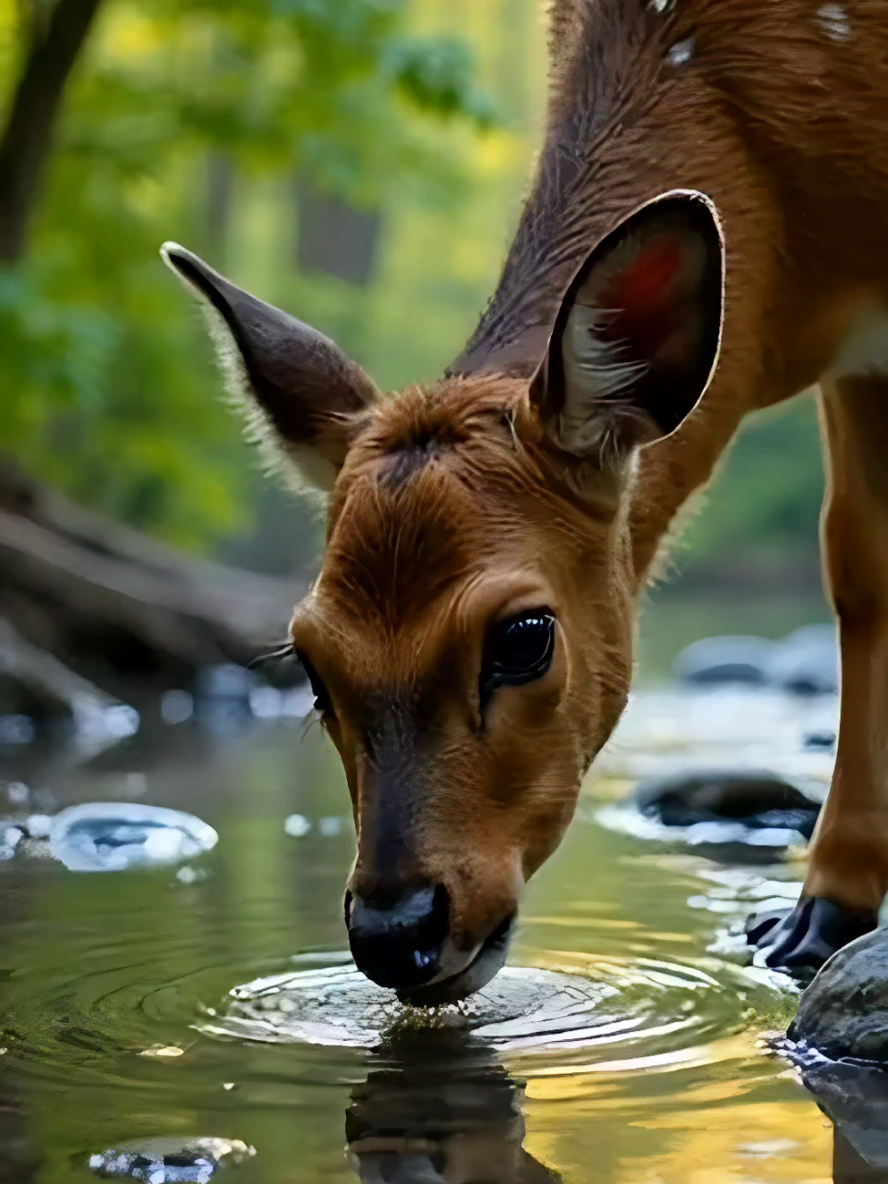 #CapCut Deer Doe Fawn Drinking Water from Pond Stream in the Woods with Birds Singing in the Background - Peaceful Nature Scene #Deer #Fawn #Doe #DrinkingWater #Pond #Stream #BirdsSinging #Nature #Woods #Wildlife #PeacefulScene #NatureSounds #Serene #Forest #AnimalLovers #WildlifePhotography #NatureLovers