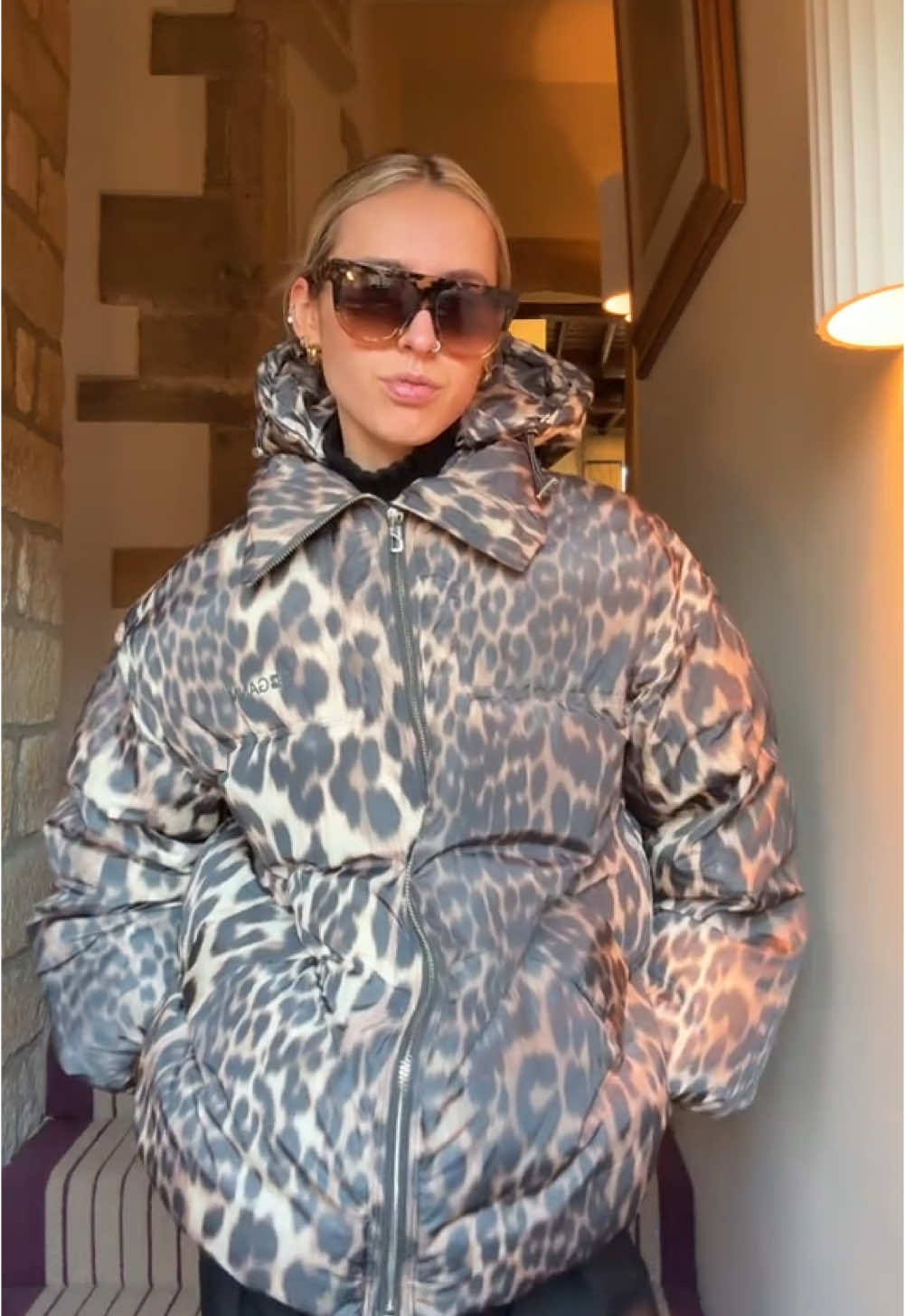 The perfect balance of bold and cozy—@GANNI Leo Puffers Jacket is a standout for the season 🐆⁣ 📷 @Mia Southgate  🔍GANNI, GANNI Girls, Leopard Print, Animal Print, Winter Fashion, Outerwear, Scandi Style, Womenswear, Luxury, Styling Inspo, New Season