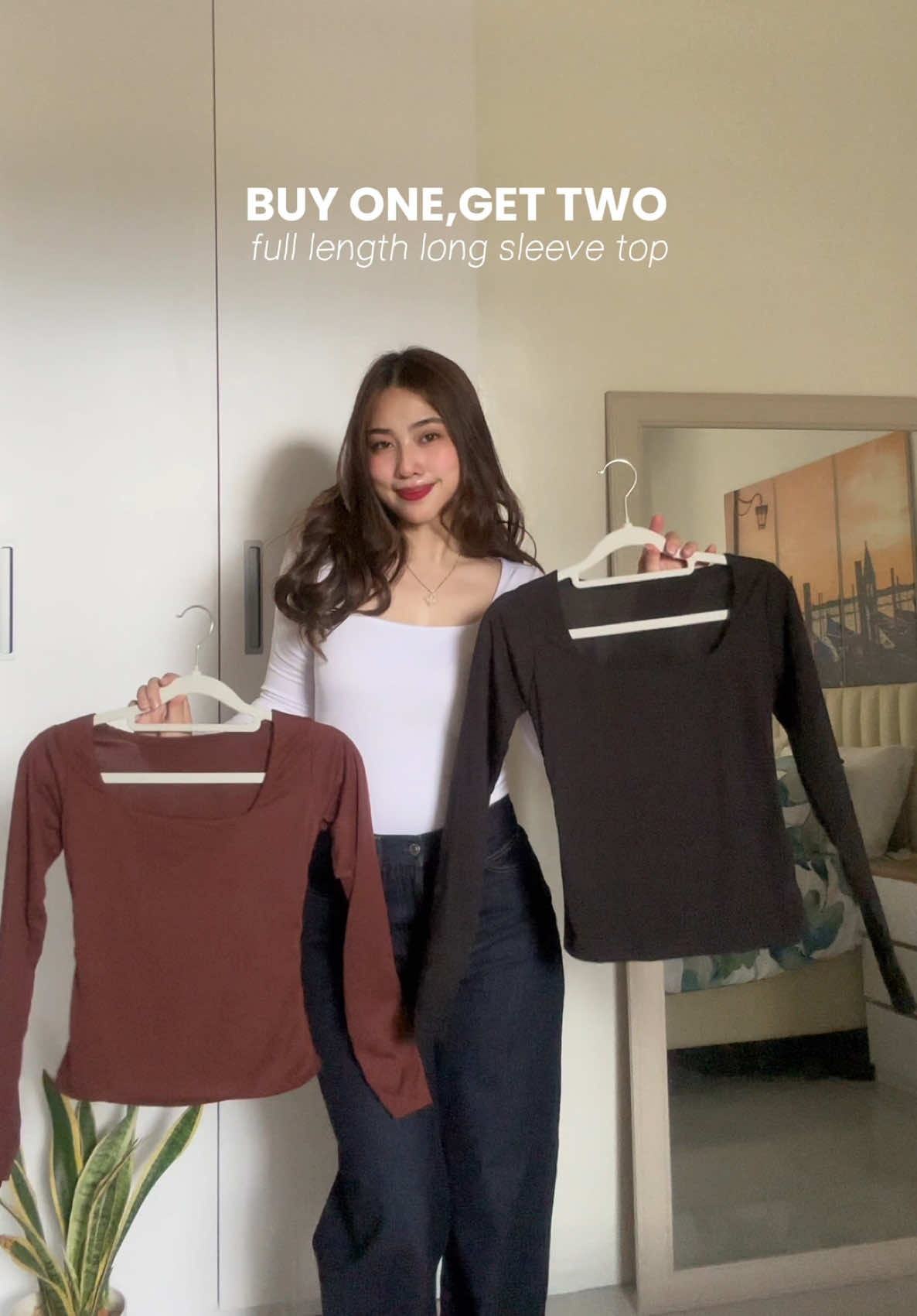 buy one,get two!! full length long sleeve top✨ #longsleevetop #squarenecklongsleeve #buy1get2 #buy1take2 #topsforwomen #longsleeve #womentops #affordabletop #outfitideas #basictop 